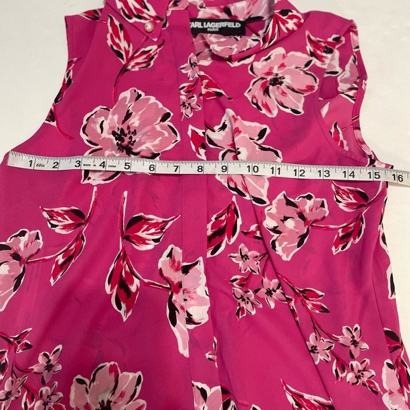 Karl Lagerfeld Paris Bright Colorful Sleeveless Shirt - Picture 9 of 9